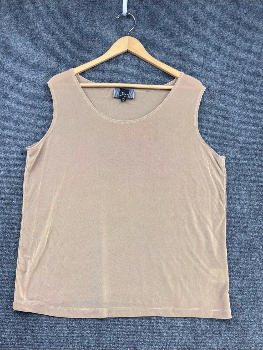 Slinky Brand Nude Liquid Knit Tank Top Women’s 1X Made In USA